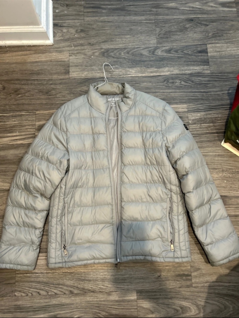 Kenneth Cole Light Gray Quilted Puffer Jacket